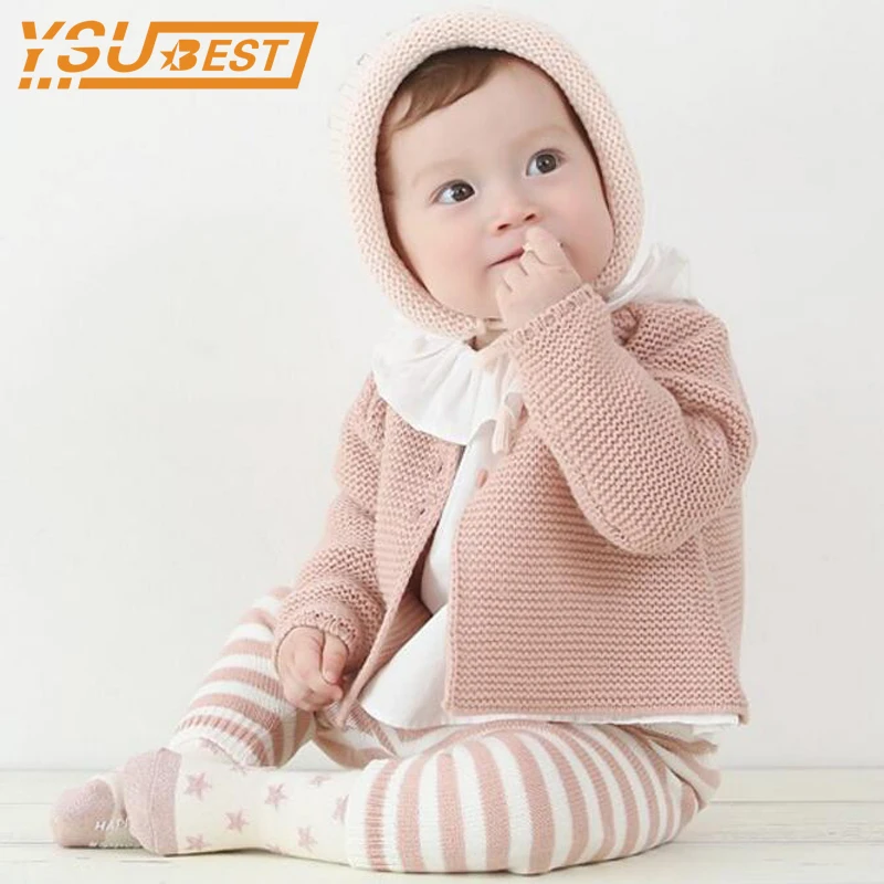 

Newborn Baby Casual Clothes Baby Girls Cardigan Sweaters 2018 Spring Baby Girl Solid Cotton Sweater Coat Children Knitted Coats