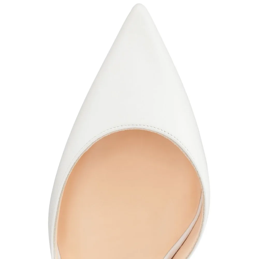 

Amourplato Women's Fashion High Heel Pointy Toe Pumps Big Size d'Orsay Pump Two-pieces Wedding Bridesmaid Dress Shoes White