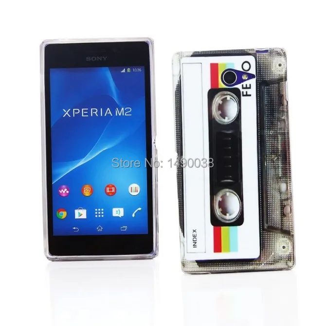 1 шт. футляр в стиле ретро кассета форме сердца чехол для Sony Xperia M2 S50h мягкий