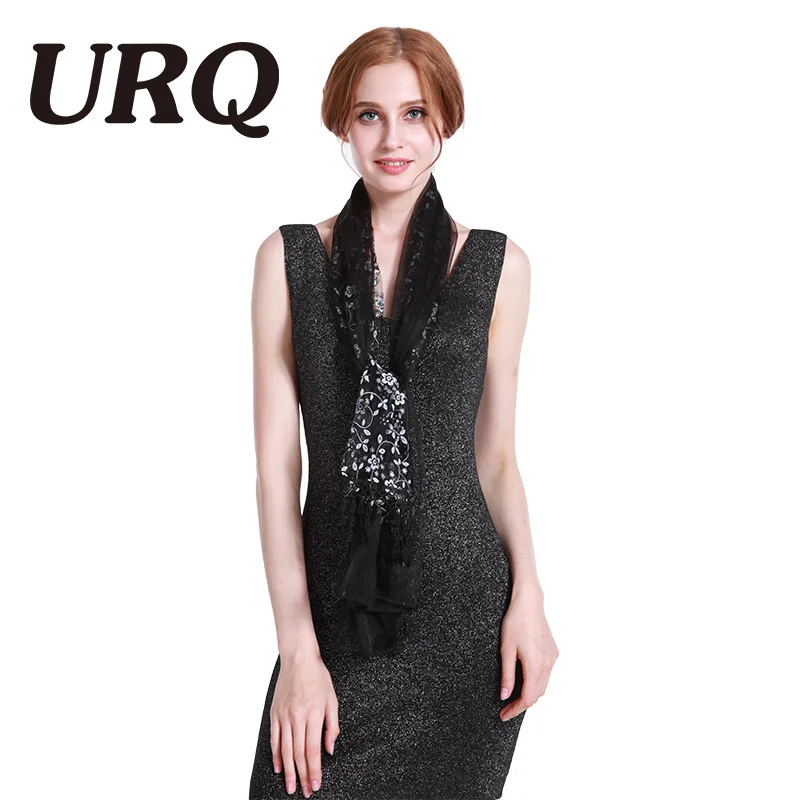 Кружевной шарф для женщин весенне осенний модный вышитый длинный из полиэстера