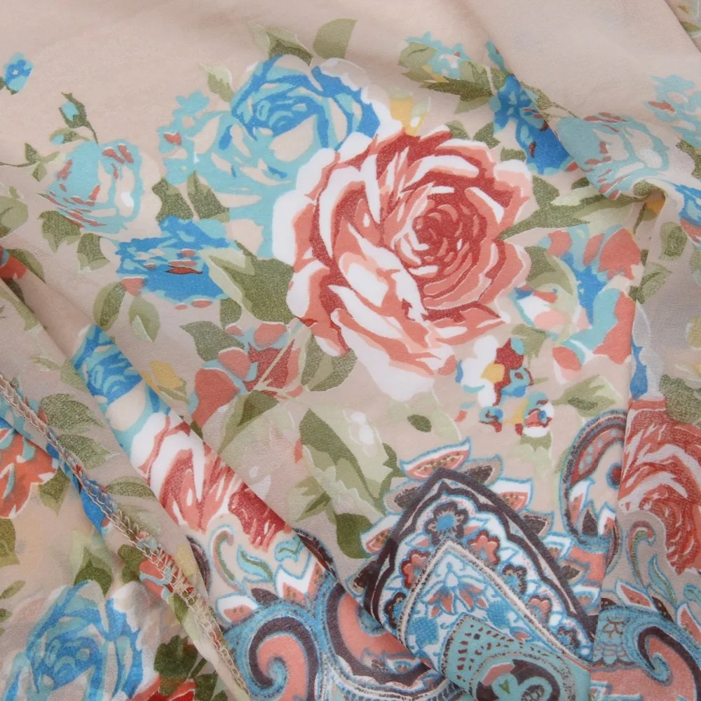 2016 женский богемный кардиган бахрома цветочное шифоновое кимоно свободные