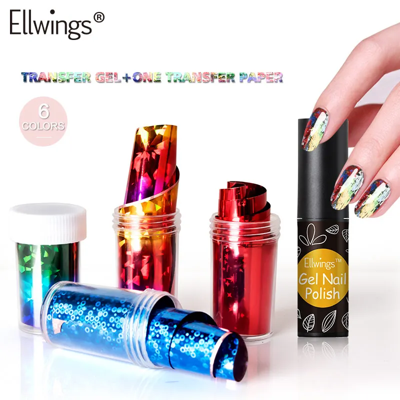 Ellwings набор гель для переноса Фольга цветок Ретро один стикер профессиональный