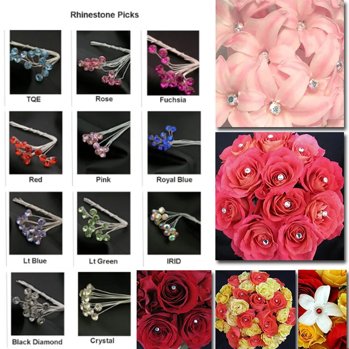 

12pcs/pack Rhinestone Picks Wedding Prom Bride Corsage Bouquet Accessories