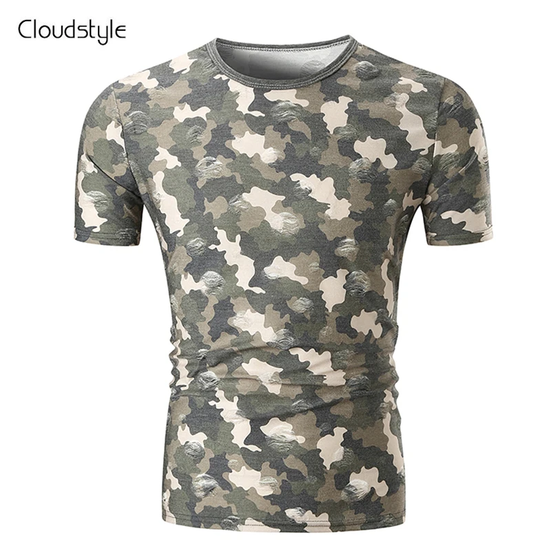 Cloudstyle 2018 Camouflag футболка модный бренд мужской камуфляж футболки Shortsleeve Patchworked