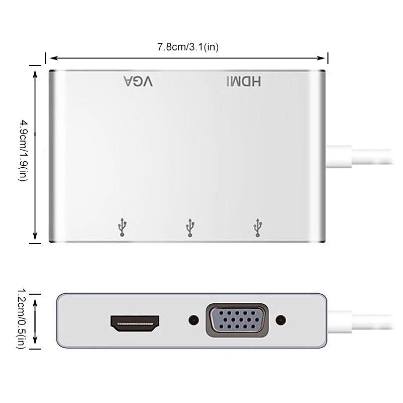 5 в 1 USB-C 2K HDMI 1080P VGA адаптер Thunderbolt 3 порт совместимый USB 0 конвертер для Macbook Samsung S8 |