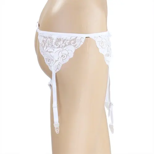 Белый цветочный кружевной сетчатый пояс для чулок MYTL | Женская одежда