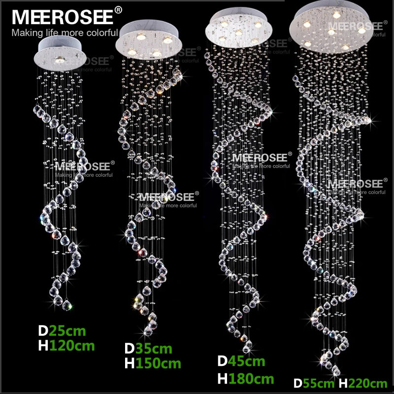 売る 現代スパイラルクリスタル天井照明器具ロングクリスタル階段ランプフラッシュマウントクリスタルのためのフィッティング階段ヴィラ