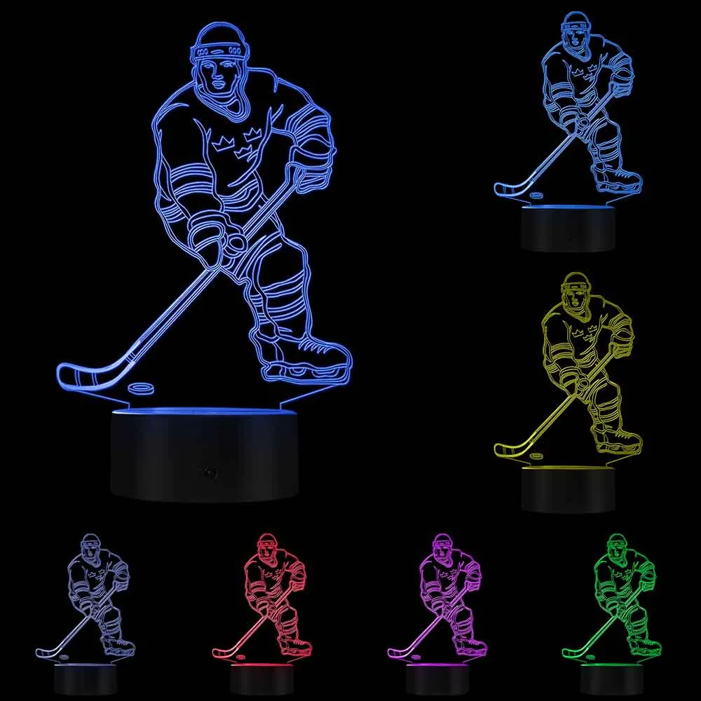 3D ночник для хоккея детсветильник ный светодиодный светильник с оптической