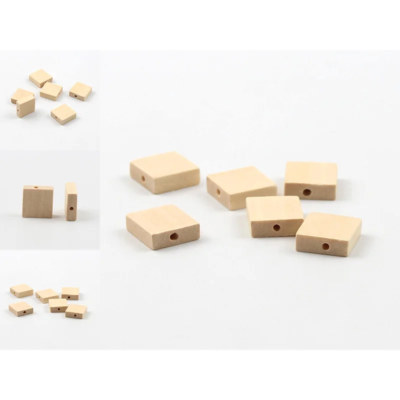 15x15mm 30pcs/lot Eco-Friendly Natural Wooden Beads Loose Unfinished Wood Beads For Jewelry Making DIY Necklace Accessories