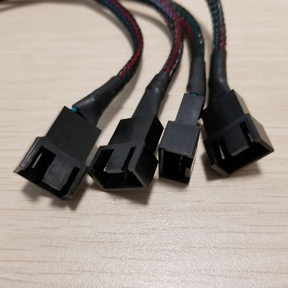 50PCS/Lot PC 2Pin &amp IDE Molex to Cooling Fan 3x 3pin + 1x 4pin 12V Cooler Hub Splitter Power Socket PWM Cable 22AWG 50cm |
