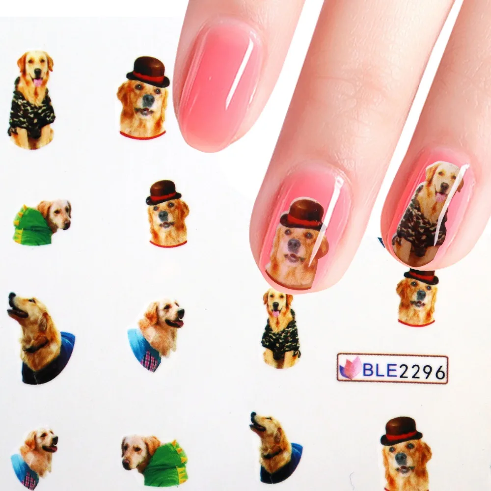 Переводная наклейка для ногтей с собакой мультяшная собака переводная сделай