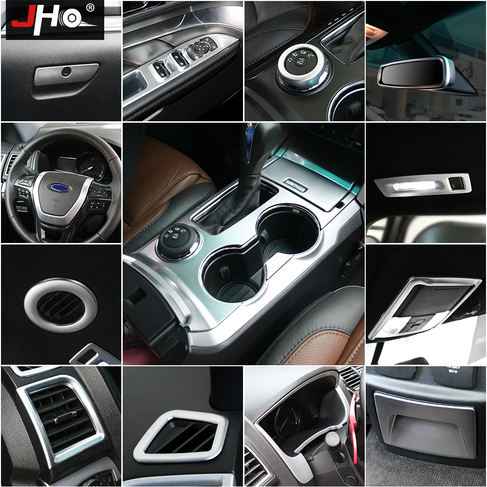 JHO ABS внутренняя Накладка для Ford Explorer- оконный переключатель держатель стакана воды панель аксессуары для стайлинга автомобилей