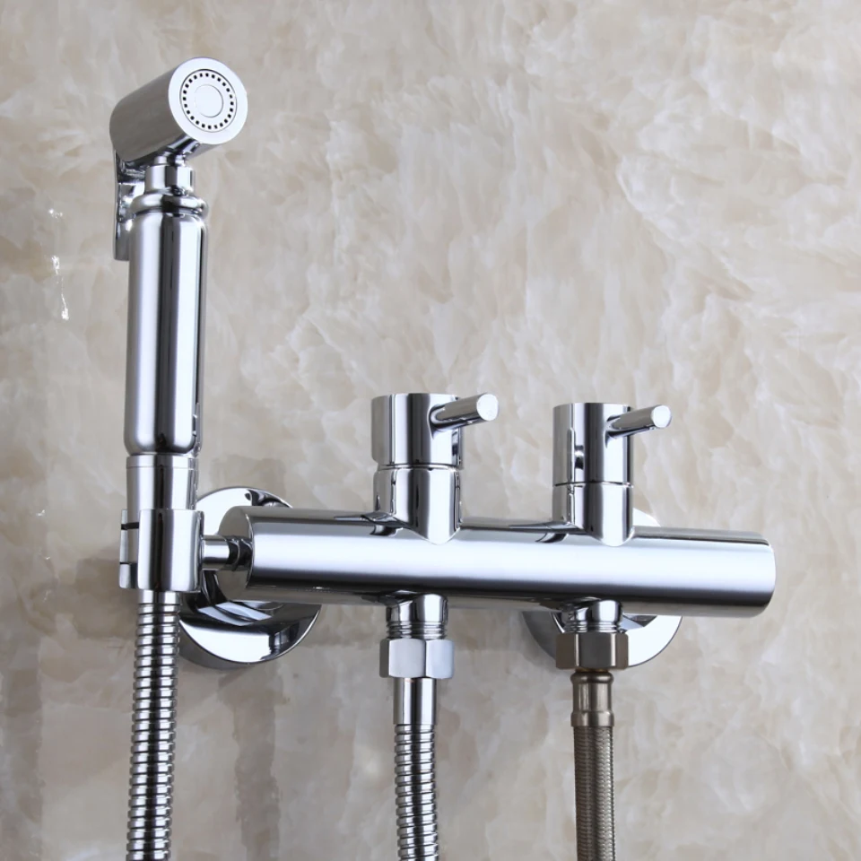 Wall Mounted Handheld Shattaf Bidet Portable Toilet Spray Shower 150 cm Hose Hot And Cold Bathroom Mixer Faucet Valve | Обустройство