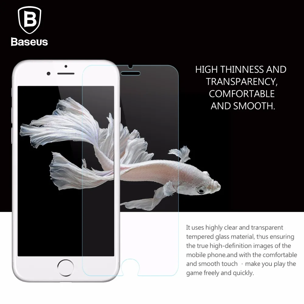 Baseus Закаленное Стекло Для iPhone 7 Plus 9 H Прозрачный свет Тонкий Защитный Экран
