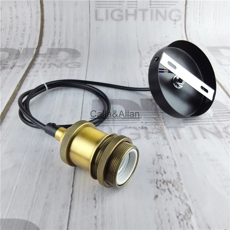 Бесплатная доставка матовая латунь DIY подвесной светильник с проводом E27