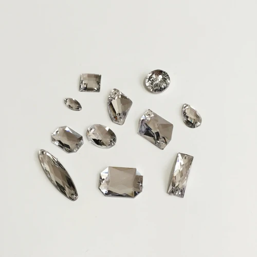 150 шт./упак. смешанные стили (два отверстия) акриловая плоская Серебряная задняя