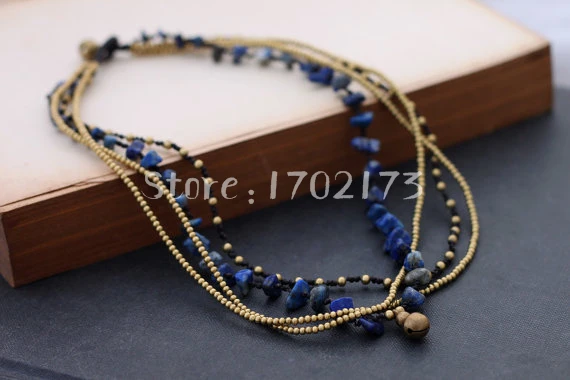 Ожерелье лазурит женское с натуральным камнем|jewelry leather necklace|jewelry box necklace holdernecklace