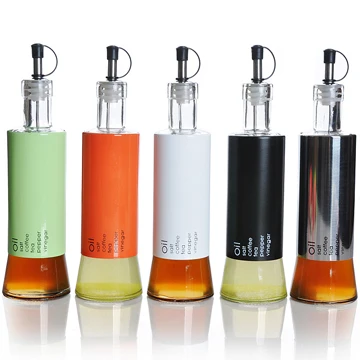 

350ml 5 color Kitchen supplies stainless steel glass oiler sauce pot oil bottle seasoning box pot of vinegar oil vinegar bottle