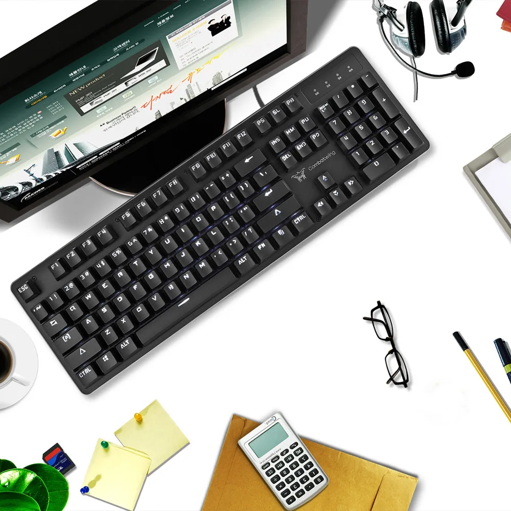 Белая светодиодная подсветка компьютерная игровая клавиатура Teclado USB Проводная