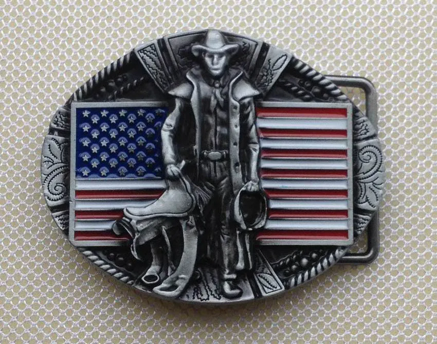 

American Cowboy belt buckle with pewter finish JF-BY211 suitable for 4cm wideth belt with continous stock free shipping