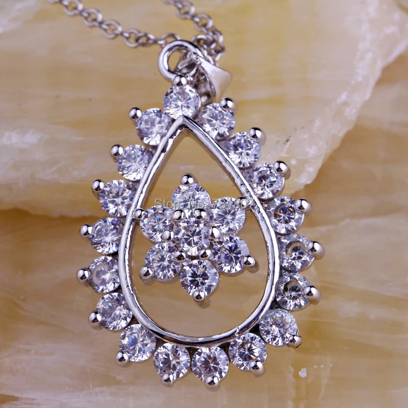 JROSE оптовая продажа изысканный женский цветок Белый CZ серебряный цвет без