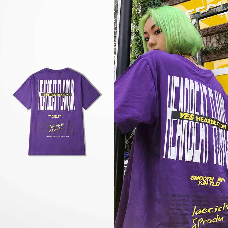 2019 летняя фиолетовая футболка Harajuku для мужчин скейтборд высокая уличная Мужская
