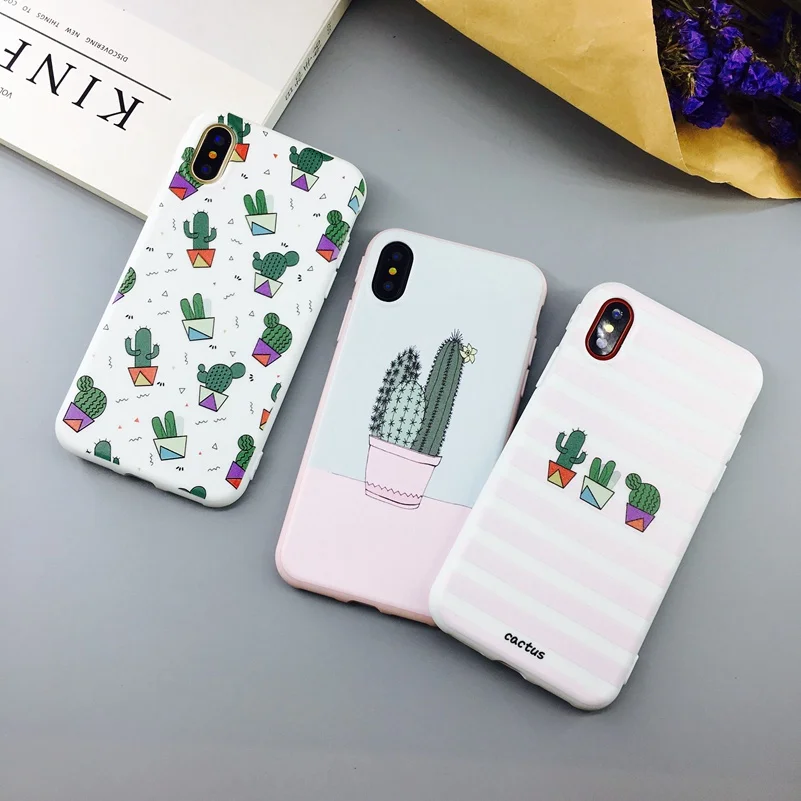 Чехол для телефона с изображением листьев карамельного цвета для iPhone 11 Pro X 6 6s 7 8 Plus XR XS Max кактус растения Модный мягкий резиновый, силиконовый, из термопластичного полиуретана, чехол для Fundas Coque для
