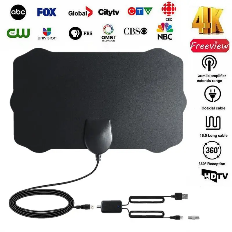 

Комнатная ТВ-антенна на 120 миль Freeview, 25 дБ, цифровая HDTV-антенна с усилителем сигнала, радиус усиления, для серфинга, для лисы, для ТВ-антенны