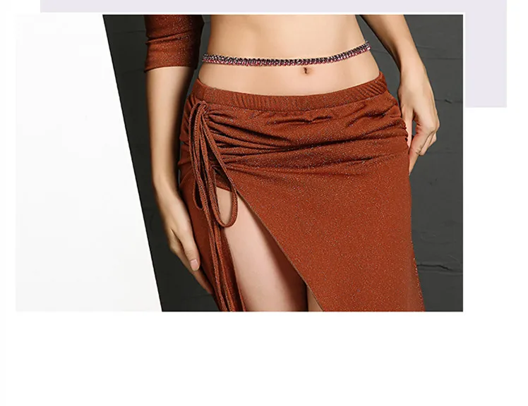 Новое поступление Для женщин Блеск Сетки Bellydance костюм 2 шт. с длинным рукавом Dancer Практика одежда для конкуренции черный фиолетовый Кофе