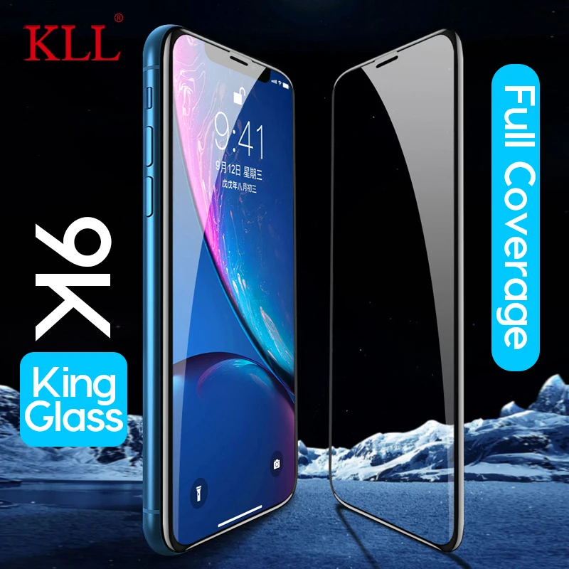9K King стекло полное покрытие закаленное для iPhone X XS MAX XR 9H изогнутые края Защитная