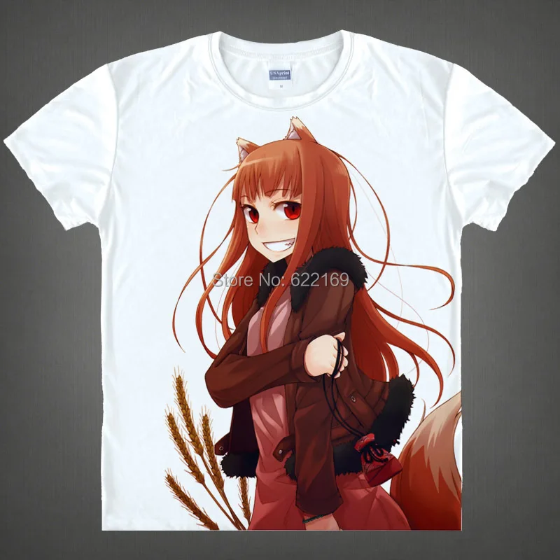 Футболка с принтом Спайс и волк Холо костюмы для косплея Мужская футболка из