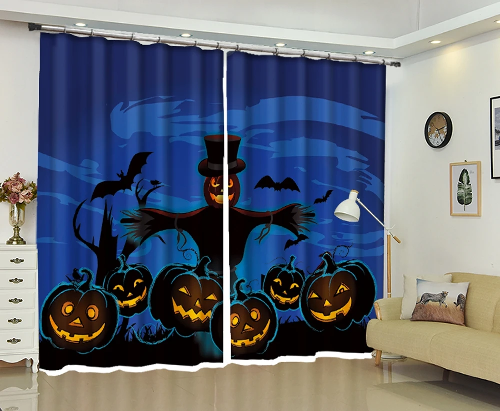 

Halloween Printing Curtains for Halloween Day Blackout Living Room or Hotel Drapes Cortians 3D High-precision Shade Curtain