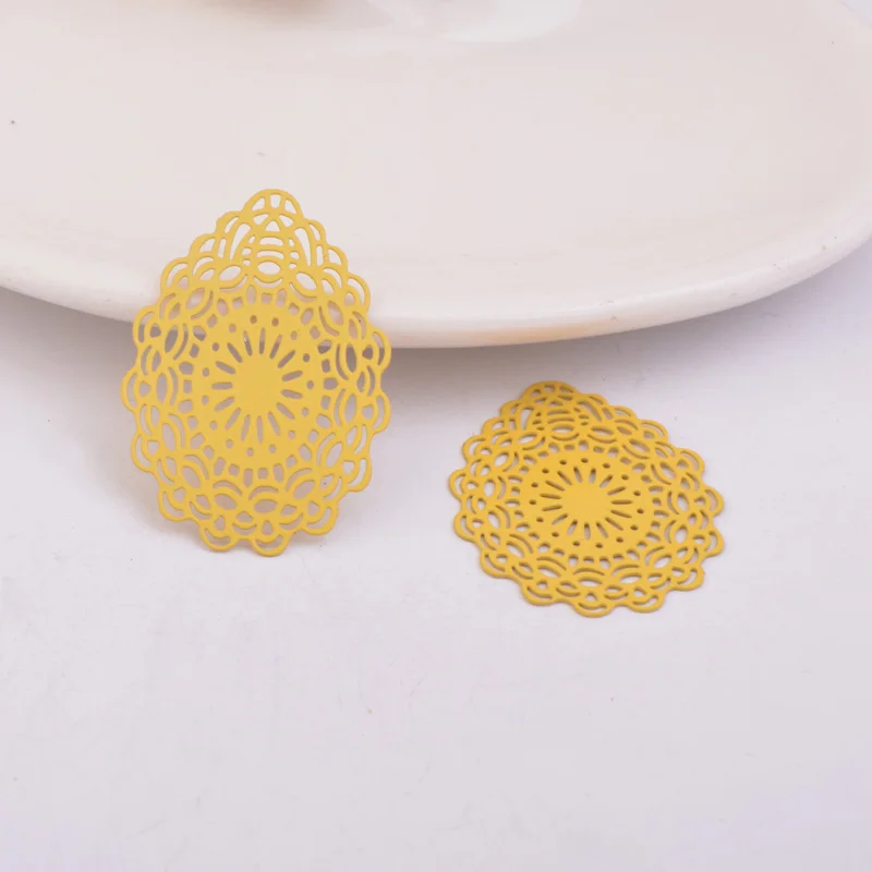 Yellow 50 шт. AB5418 34*24 мм филигранный кулон пустая Капля Подвески Многоцветный разъем - Окраска металла: Yellow