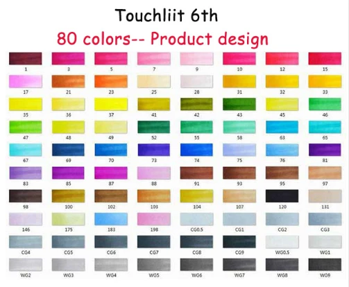 Touchliit 30/40/60/80 Цвета c чернилами на спиртовой основе художественный эскиз манга Твин Маркеры - Цвет: 80 product design