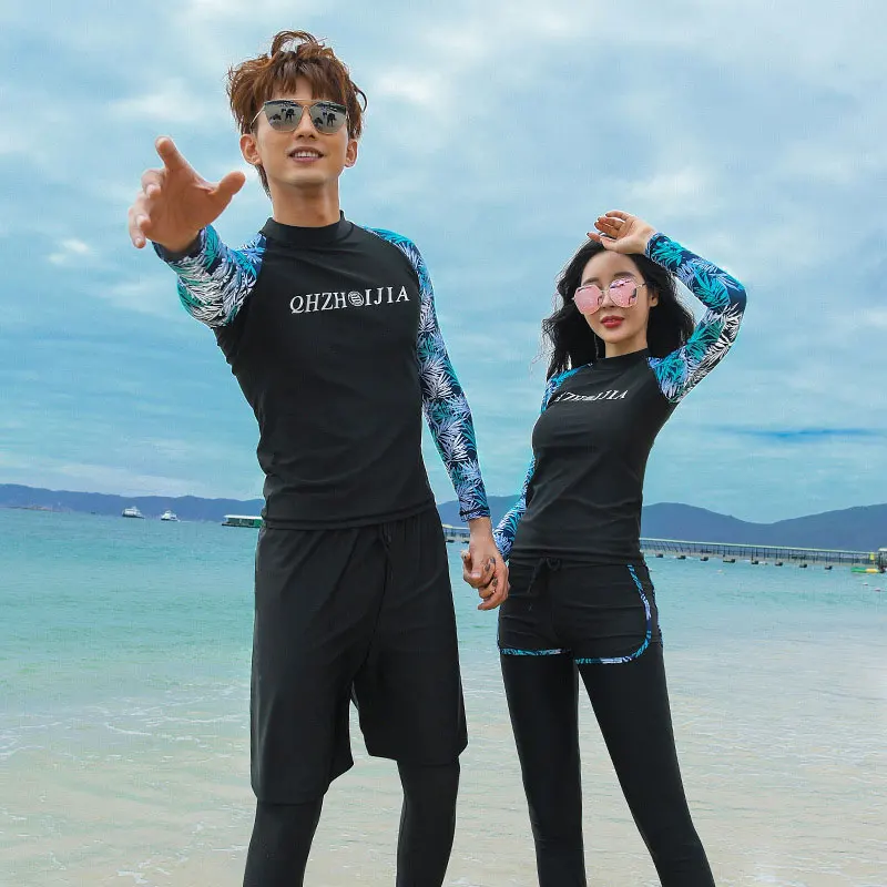 Мужской женский комплект из 5 предметов с принтом длинным рукавом и молнией топ