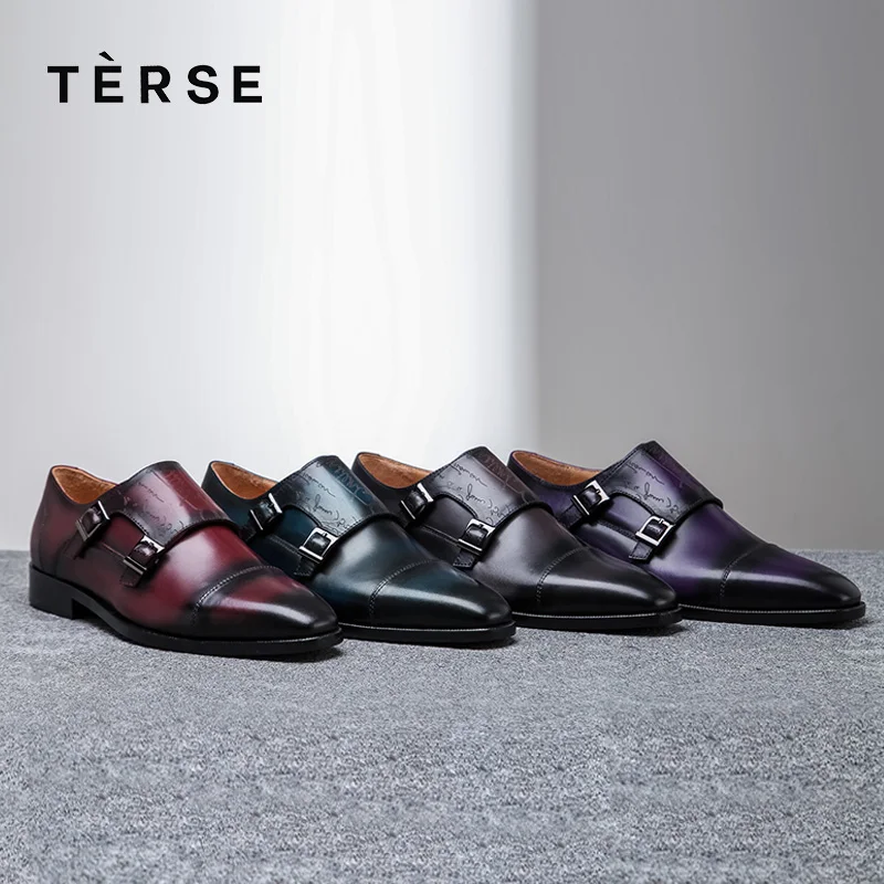 TERSE_Leather монах обувь для мужчин ручной работы винтажные туфли наивысшего качества