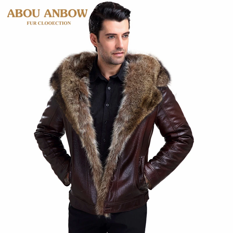 Мода 2018 Новое поступление Шуба с подкладкой из натурального меха Мужская зимняя