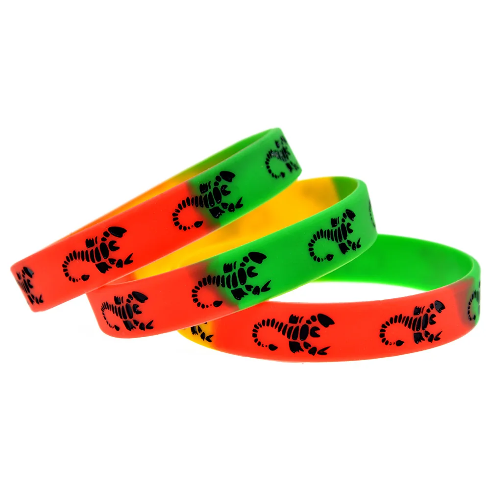 

OBH 50PCS Scorpions Silicone Rubber Wristband Rock Band Jewelry 3 Colors Adult Size