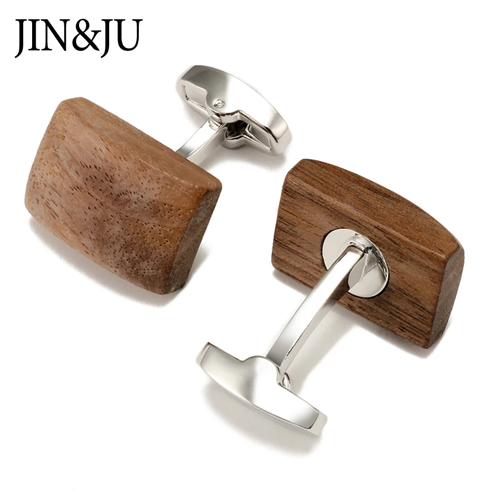 Запонки JIN & JU мужские круглые роскошные из орехового дерева низкие ювелирные