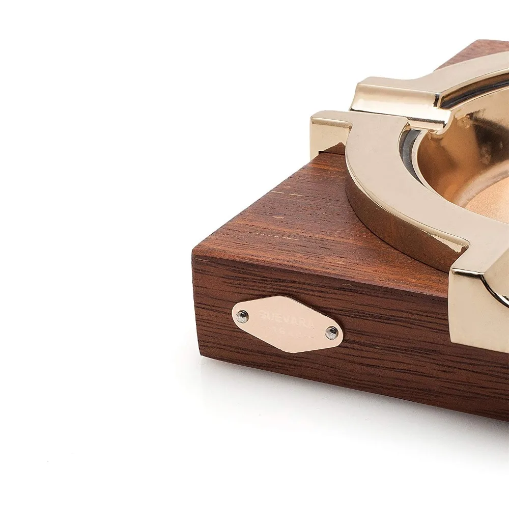 

African Wenge Wood with Copper Cigar Ashtray Solid One Piece Design