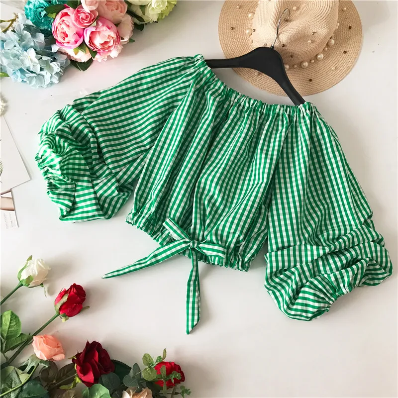 Neploe Korean Fashion Plaid Women Shirts New Arrivals Sexy Slash neck Bow Lace Up Blouse Long Sleeve Casual Female Blusas 66876 |