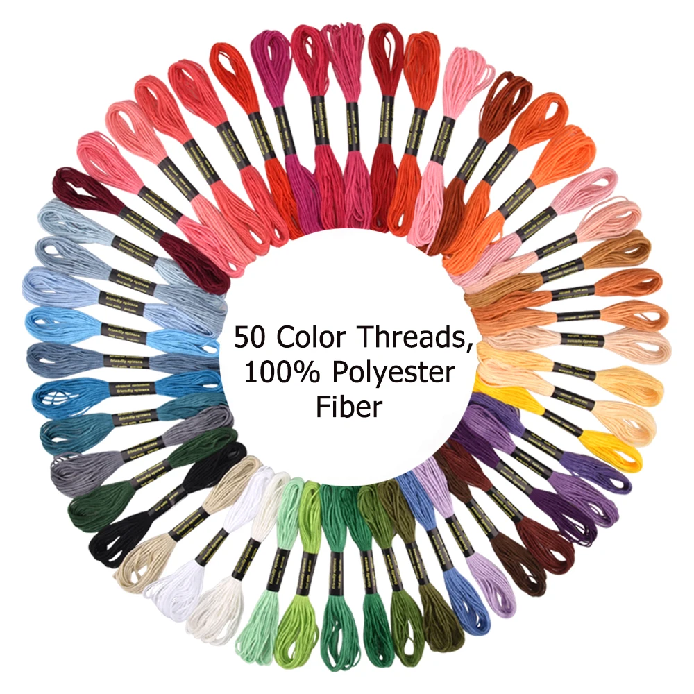 50 Цвета полиэфирная нить для ручной вышивки крестом инструмент шитье моток пряжи