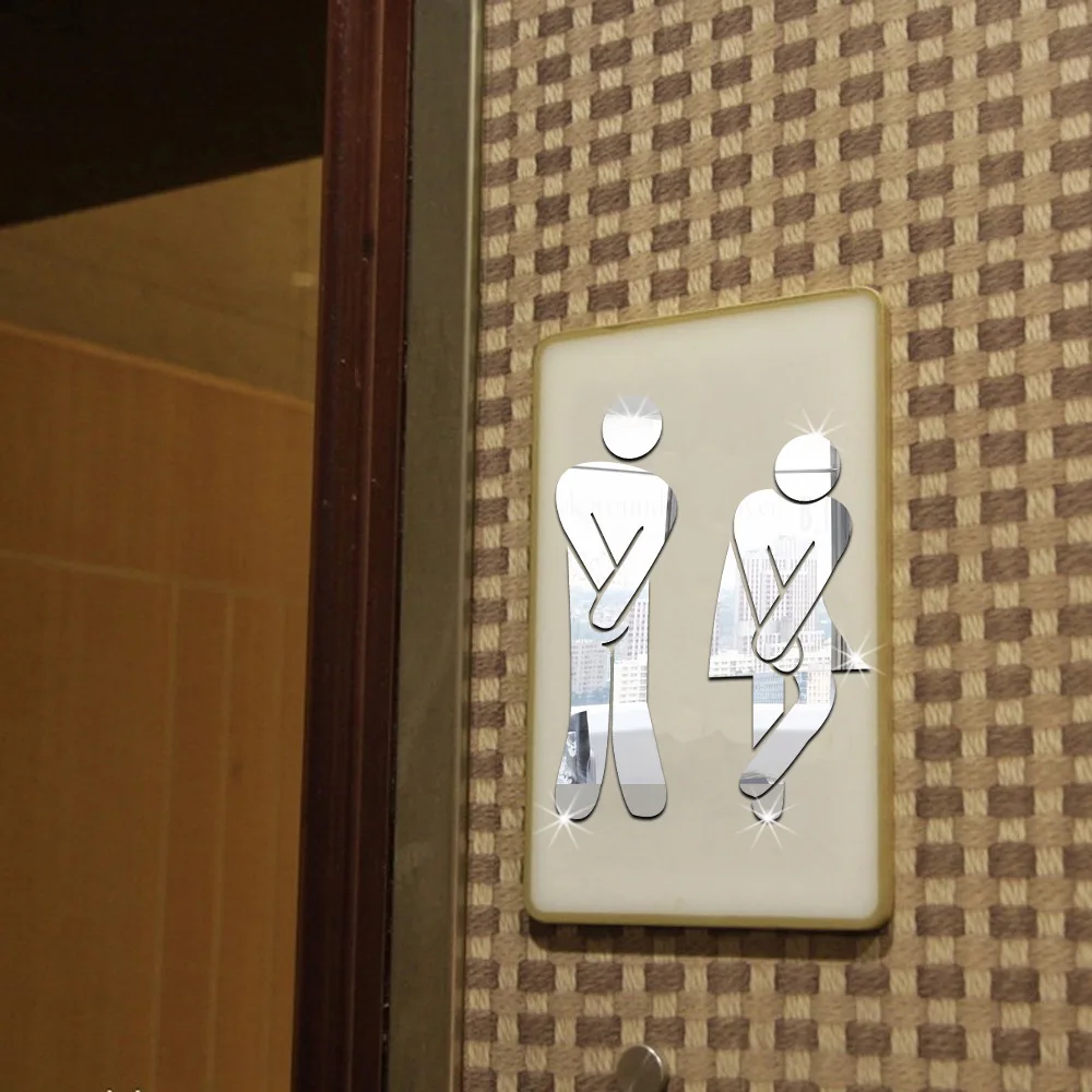 3D зеркальный стикер с именем Забавный Туалет входная дверь вход знак для мужчин и
