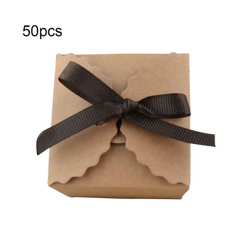 50 шт. винтажная Ретро белая/крафт-бумага мини-коробка DIY Свадебная подарочная коробка маленькая коробка для торта упаковка с лентой - Цвет: 1