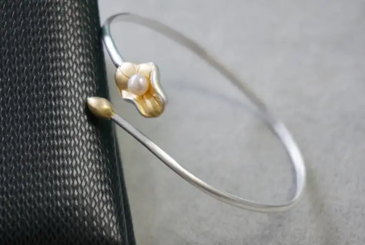 Чистое серебро индивидуальный дизайн один из видов 925 пробы браслеты двухцветный