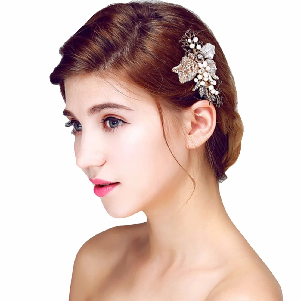 YAZILING Bride Hair Comb Crystal Rhinestone Flower Faux Pearl Wedding Bridal Hairpin | Украшения и аксессуары