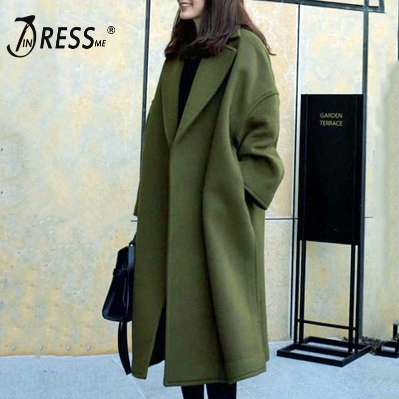 

INDRESSME Casual Streetwear Women Lady Long Trench Sexy Full Sleeve Turn Down Collar Fashion Sashes Women Coat Clearance