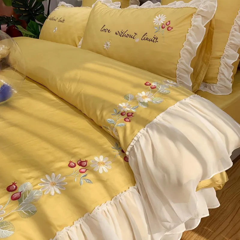 Королевский Комплект постельного белья из египетского хлопка с вышивкой