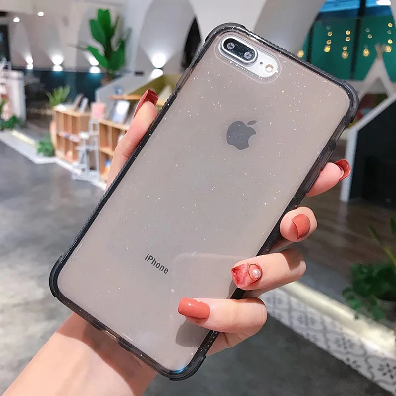 Блестящие блестящие чехлы для телефонов iPhone X XR XS MAX XMAX 10 8 7 Plus 6 6s прозрачный мягкий