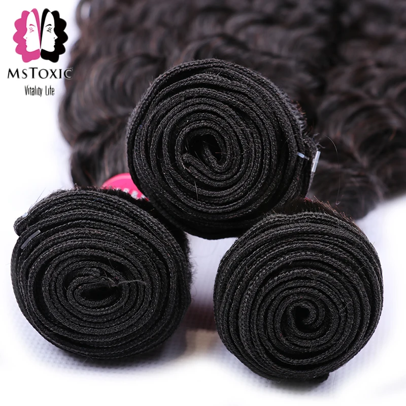 Mstoxic глубокая волна пучки бразильских локонов Weave Связки Natural Цвет человека волос